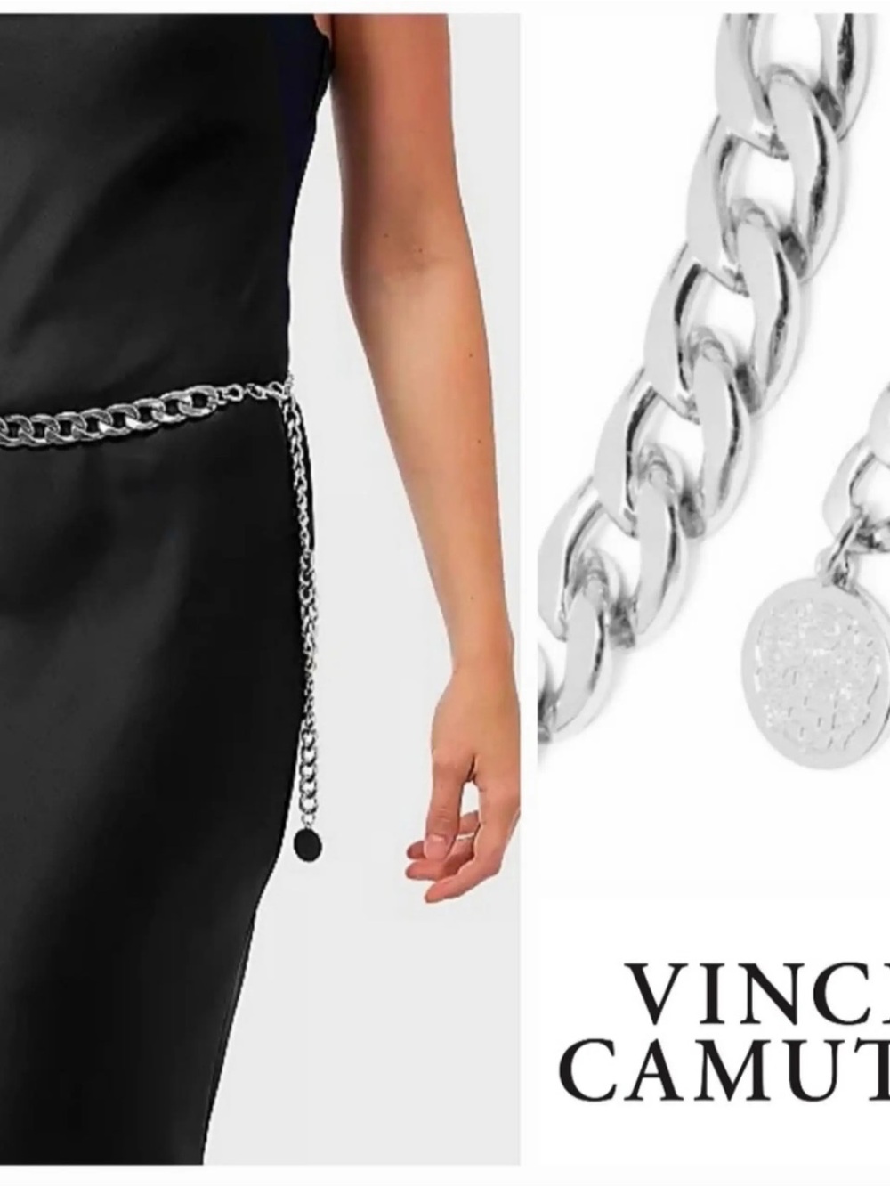 NWT Vince Camuto Silver Curb Chain Belt Size L/XL Edgy Glam Y2K Minimalist